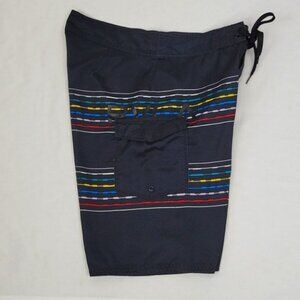 RVCA Board Shorts Black with Multicolor Stripes Size 30